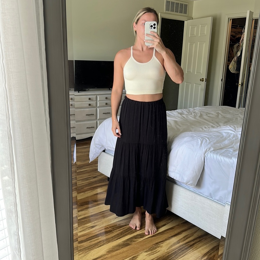Black Tiered Maxi Skirt